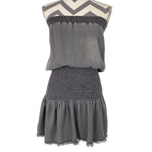 Muche & Muchette Strapless Dress Womens Small One Size Gray Grey Chambray Live